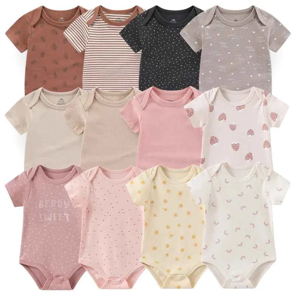 6 pieces - Bodies en coton manches courtes